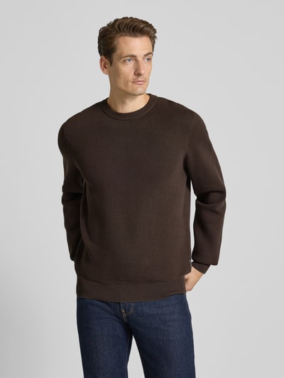 Casual Friday Gebreide pullover met ronde hals, model 'THEO' Chocoladebruin - 4