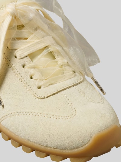 CK Calvin Klein Sneaker aus Veloursleder mit zwei Schnürsenkeln Beige 4