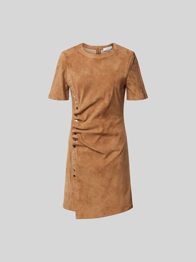 Rabanne Minikleid mit Druckknopfleiste Camel 2