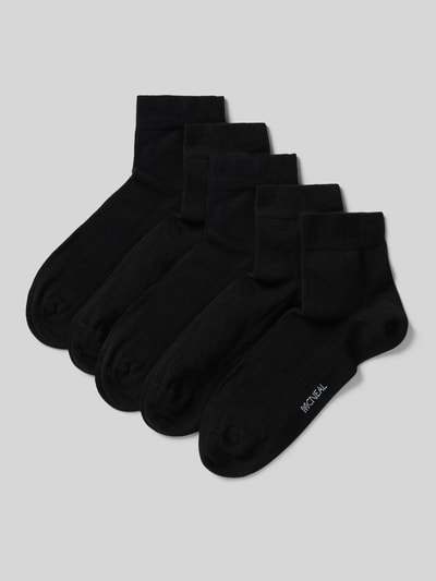 Produktfoto, Socken mit Label-Detail im 5er-Pack von MCNEAL, czarny bawełniany miks z dodatkiem stretchu, jednolity kolor, żebrowany ściągacz
