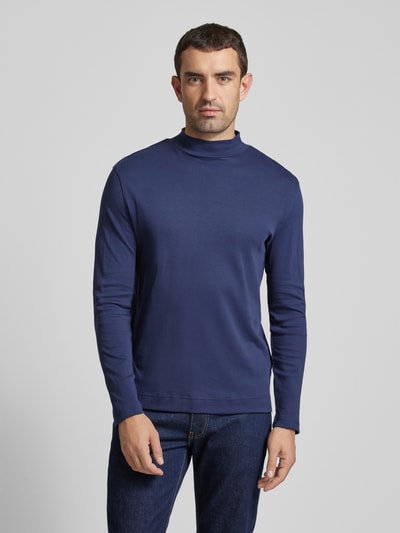 Christian Berg Men Longsleeve mit geripptem Stehkragen Dunkelblau 4