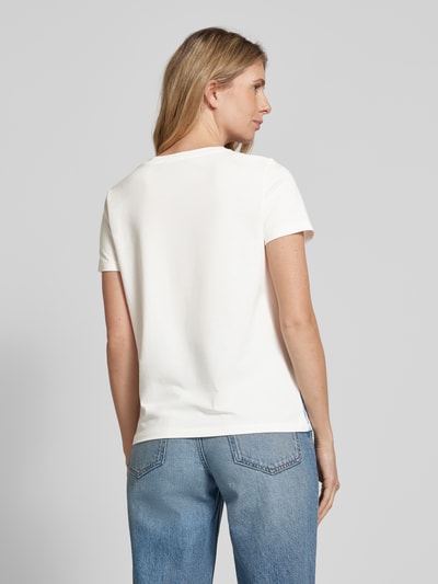 comma T-Shirt mit Motiv- und Statement-Print Bleu 5