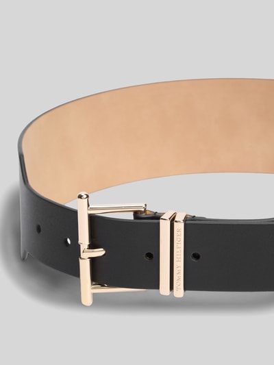 Tommy Hilfiger Pasek w talii z naturalnej skóry z wytłoczonym logo Czarny 3
