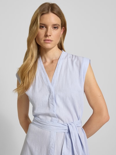 Milano Italy Tailliertes Midikleid aus Baumwoll-Leinen-Mix Bleu 3