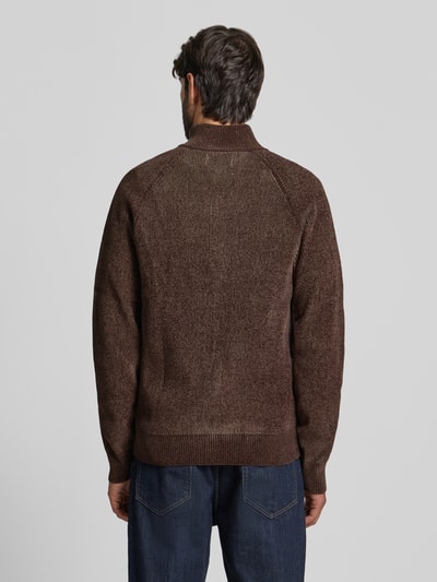 JAKE*S STUDIO MEN Cardigan met opstaande kraag en ritssluiting Chocoladebruin - 5