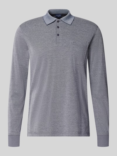 Produktfoto, Regular Fit Poloshirt mit Baumwoll-Anteil von Christian Berg Men in Grau, langärmelig mit Brusttasche, glatte Textur