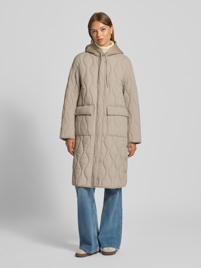 Jake*s Casual Płaszcz pikowany z kapturem Ziemisty brązowy 4