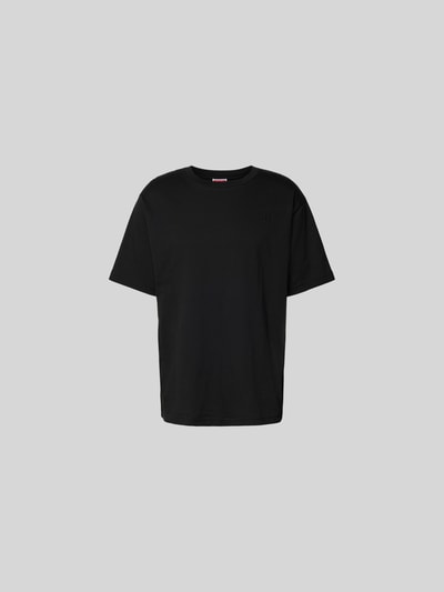 Produktfoto, schwarzes T-Shirt mit Rundhalsausschnitt von Kenzo, reine Baumwolle, relaxed Fit, dezentes Logo-Stitching, kurzärmelig