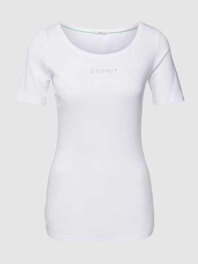 Esprit T-Shirt mit Rundhalsausschnitt und Ziersteinbesatz Weiss 2