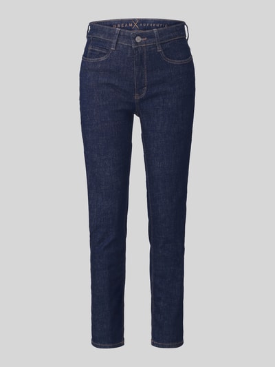 Produktfoto, dunkelblaue Straight Fit Jeans aus Baumwoll-Mix Modell 'Dream' von MAC, Damen Straight Fit Jeans von MAC, strukturierte Denim-Oberfläche