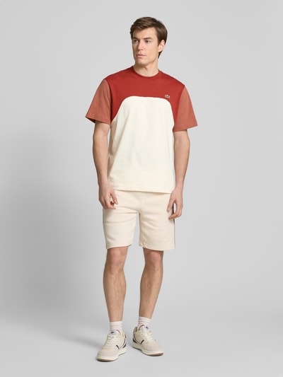 Lacoste T-shirt met labelstitching Roestrood - 1