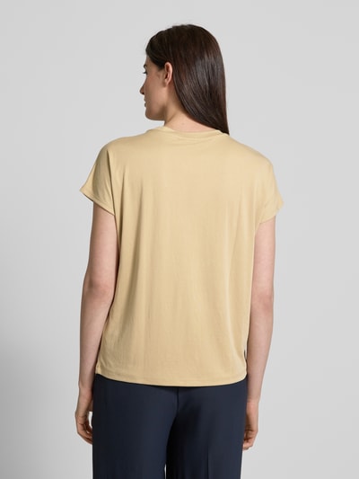 Jake*s Collection T-shirt met geribde ronde hals Zand - 5