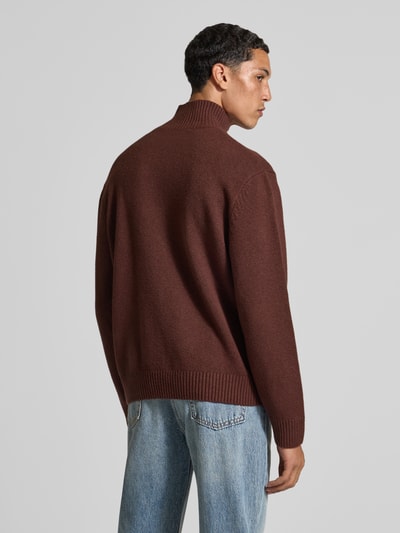 Jack & Jones Gebreide pullover met ribboorden, model 'NORREBRO'' Middenbruin - 5