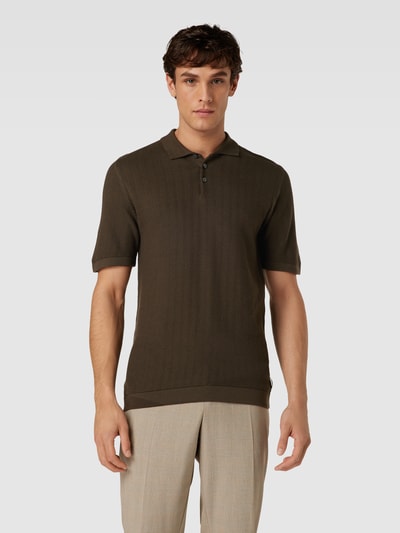 Cinque Slim Fit Poloshirt mit Strukturmuster Modell 'Flavio' Oliv 4