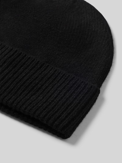 Productfoto, Strickmütze aus reinem Kaschmir mit breitem Umschlag van Christian Berg Men, zwarte kleur, fijn gebreide textuur, Heren, Brede omslag