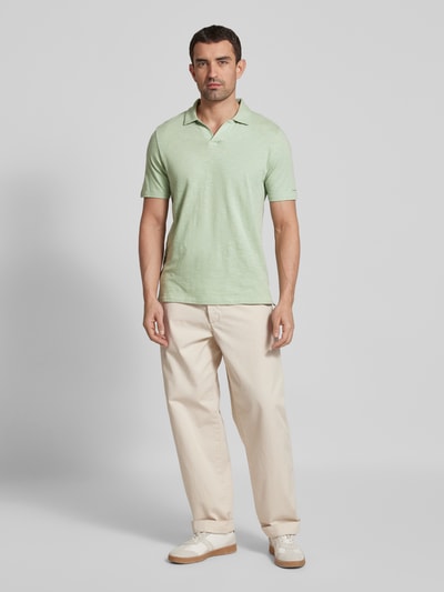 Colours & Sons Slim fit poloshirt met reverskraag Turquoise - 1