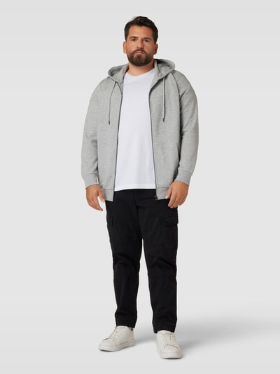 Jack & Jones Plus Bluza rozpinana PLUS SIZE z kapturem model ‘BASIC’ Jasnoszary melanż 1