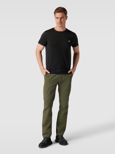 Lacoste T-Shirt in unifarbenem Design Modell 'Supima' Black 1