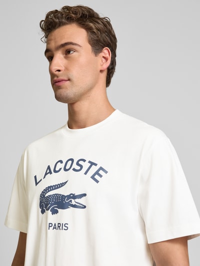 Lacoste T-Shirt mit Label-Print Modell 'HERITAGE' Offwhite 3