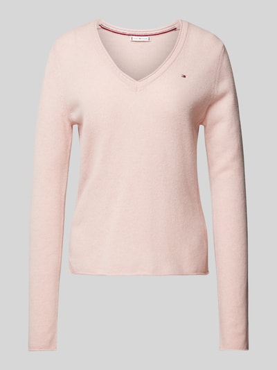 Tommy Hilfiger Pullover mit abgerundetem V-Ausschnitt Modell 'SOFT WOOL' Rosa 2