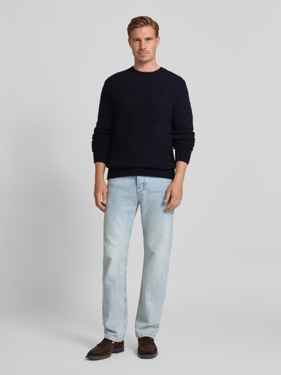 Forét Strickpullover mit Leinen-Anteil Modell 'ALPINE' Dunkelblau 1