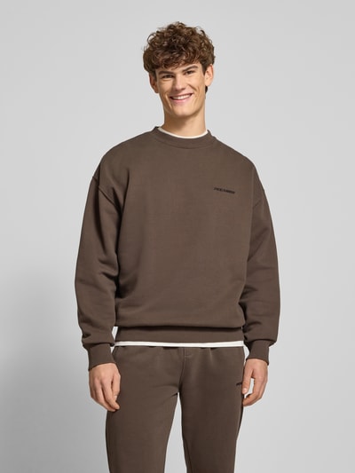 Pegador Oversized Sweatshirt mit Label-Stitching Dunkelbraun 4