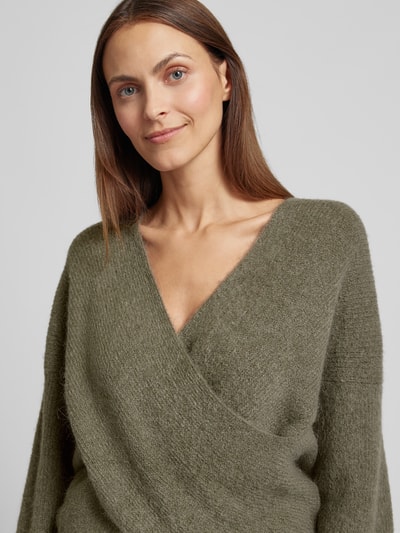 MSCH Copenhagen Sweter z dzianiny w kopertowym stylu model ‘Zinelle’ Trzcinowy 3