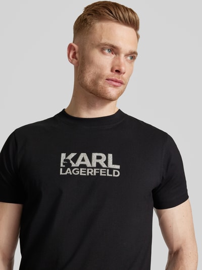 Karl Lagerfeld T-shirt met labelprint Zwart - 3