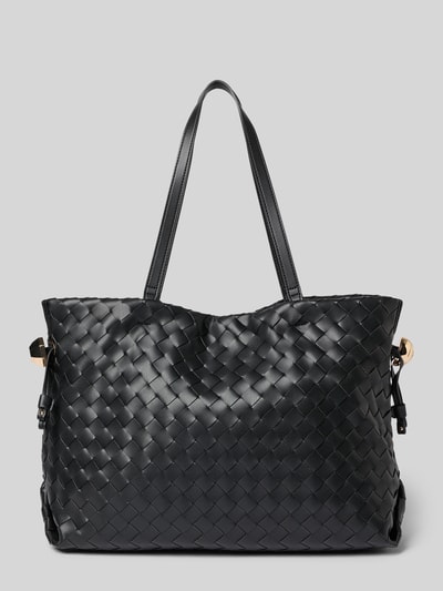 Produktfoto, schwarze Tote Bag in Leder-Optik Modell 'Riccy' von Liu Jo White mit Flechtstruktur, schmale Schulterriemen, Magnetverschluss, 40x30x17 cm, Reißverschlussfach, Länge Schulterriemen 57 cm.