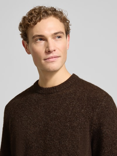 Jack & Jones Premium Gebreide pullover met ribboorden, model 'BLASIMON' Chocoladebruin - 3