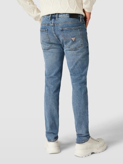 Guess Slim fit jeans in destroyed-look Jeansblauw - 5