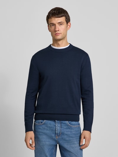 Tom Tailor Denim Regular fit gebreide pullover van katoen Marineblauw - 4