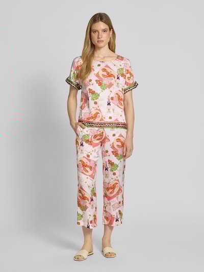 Marc Cain Wide fit stoffen broek met elastische band Koraal - 1