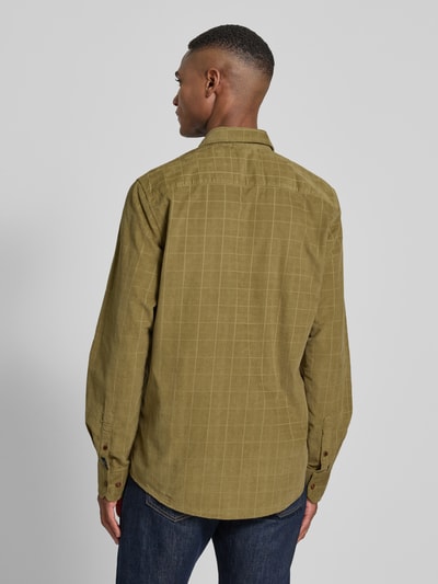 Lerros Regular fit vrijetijdsoverhemd van corduroy met kentkraag Kaki - 5