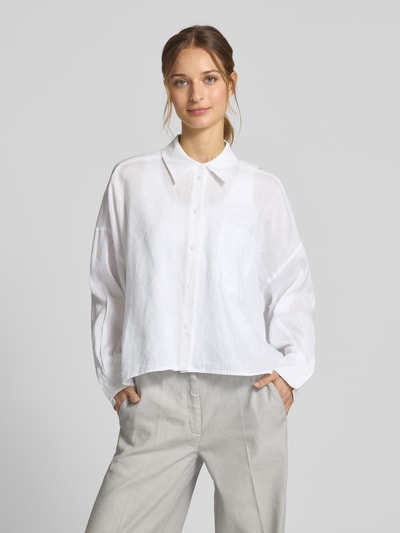 Drykorn Relaxed fit linnen blouse met borstzak, model 'NAMIDA' Wit - 4