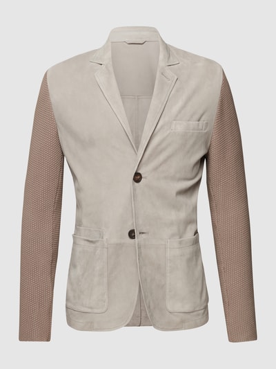 Emporio Armani Leren colbert met gebreide mouwen Beige - 2