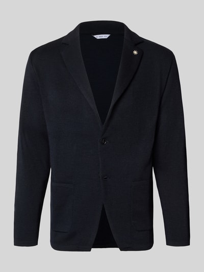 Produktfoto, Regular Fit Cardigan mit Woll-Anteil von Manuel Ritz in Schwarz, Material-Mix, Strick-Optik, Reverskragen, aufgesetzte Taschen