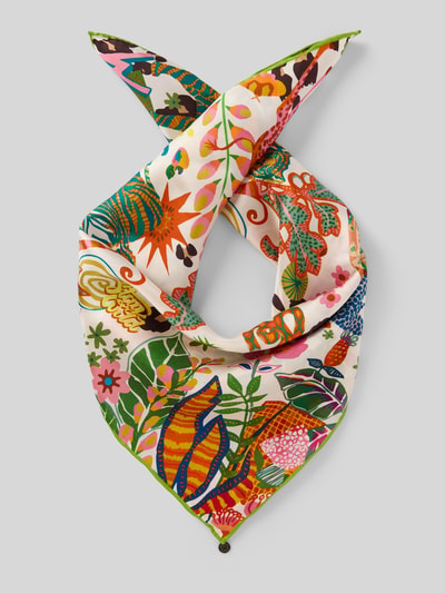 Productfoto, Seidentuch met bloemenmotief-print model 'Nicki' van Codello, zuivere zijde, vierkante vorm, 52x52 cm, damesaccessoire