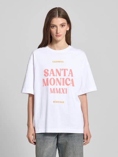 Pieces T-shirt o kroju relaxed fit z czystej bawełny model ‘CLAUDE’ Biały 4