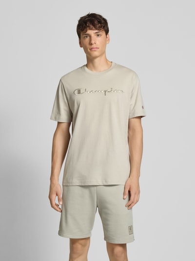 CHAMPION T-shirt met logostitchings en ronde hals Beige - 4