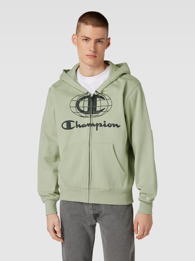 CHAMPION Sweatjacke mit Label-Print Hellgruen 4