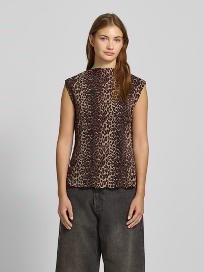 Pieces Slim Fit Top mit Crêpe-Verarbeitung Modell 'FLORA' Sand 4