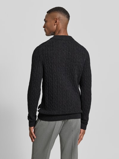 Lindbergh Strickpullover aus Leinen-Mix mit Polokragen Dunkelgrau 5