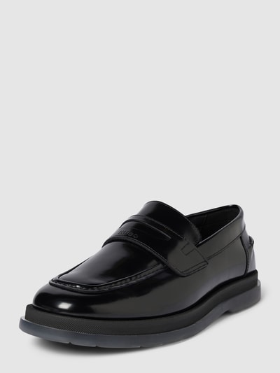 HUGO Loafers van leer met labeldetail, model 'Chaol' Zwart - 1