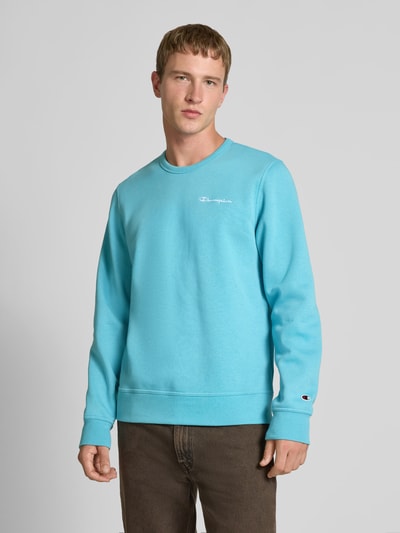 CHAMPION Sweatshirt met labelstitching Oceaanblauw - 4