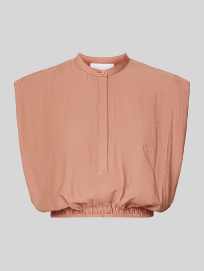 Produktfoto, Cropped Blusentop mit Knopfverschluss von Style Icon Collection in warmem Rosé, elastischer Bund, Struktur, Damen, Rückenlänge 42 cm, Größe 36