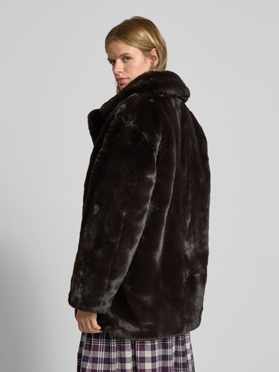 Review Kurtka ze sztucznego futra z kołnierzem z połami Ciemnobrązowy 5