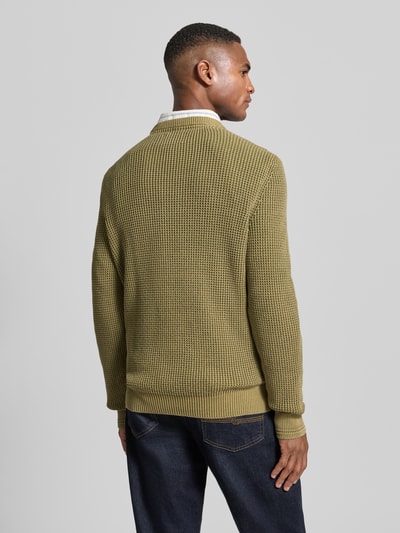 Lerros Regular fit pullover in gebreide look Kaki - 5
