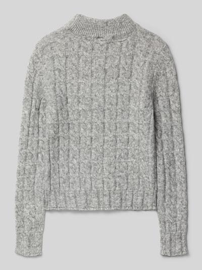 s.Oliver RED LABEL Sweter z dzianiny o kroju regular fit ze wzorem ze ściegu warkoczowego Średnioszary melanż 3