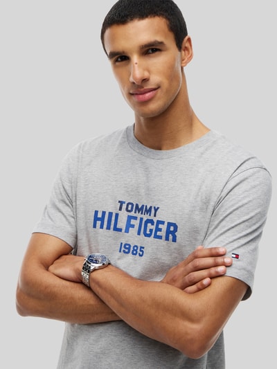 Tommy Hilfiger Regular Fit T-Shirt aus reiner Baumwolle Hellgrau Melange 3